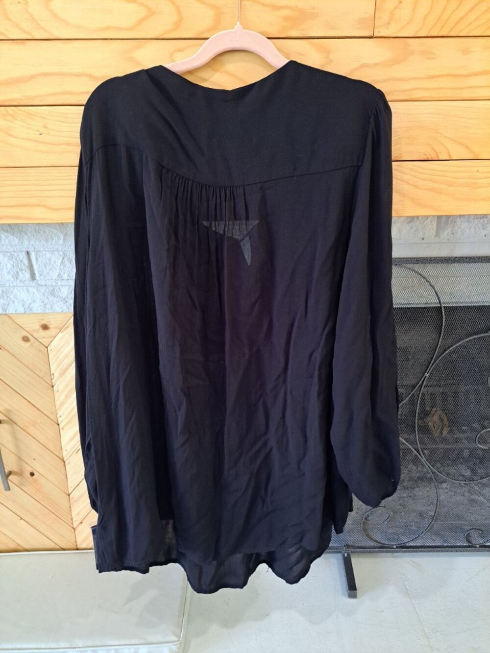 NEW 3XL Black Embroidered Peasant Top Beaded Tassel Tie Neckline Womens Plus - Picture 7 of 13